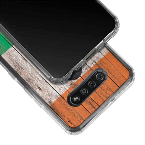 Ireland Flag Dark Wood LG K51/Q51 Clear Case